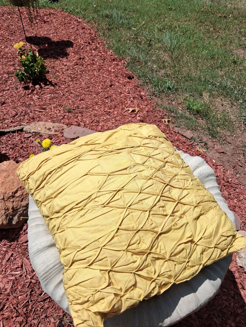 Yellow Textured Decorative Pillow - Unbranded
